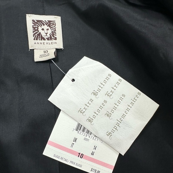 NWT Anne Klein Black Notch Neck Lined Blazer Size 10 - Picture 5 of 10